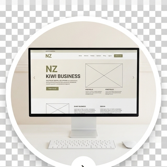 Website mockup displayed on a desktop monitor